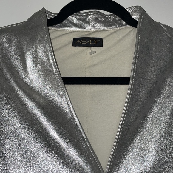 AS by DF silver metallic leather long sleeve blouse Beyonce Renaissance - Picture 3 of 6